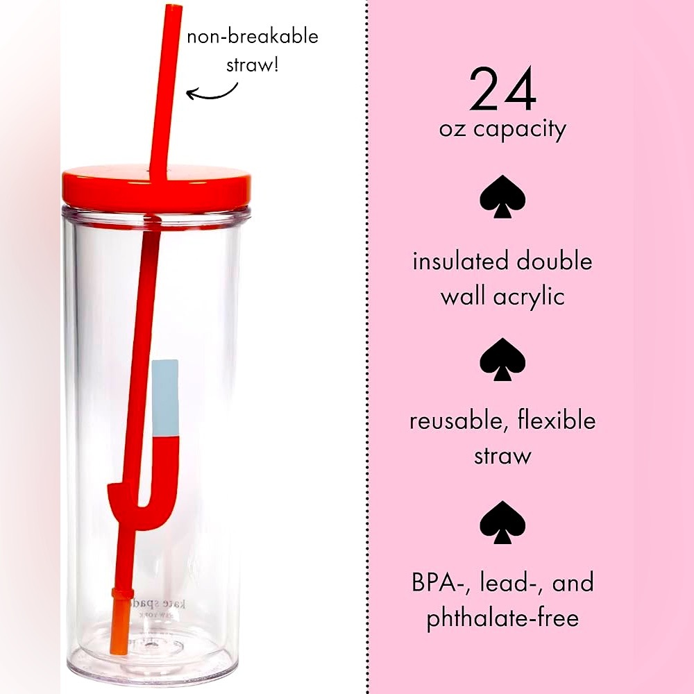 ⚡️15 Kate Spade New York “J” 20-ounce insulated initial tumbler reusable straw